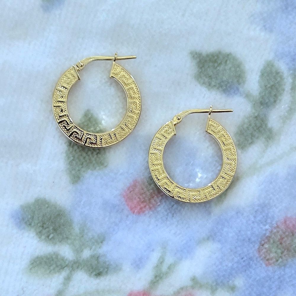 Mia Fiore Gold💛 Greek🇬🇷 Key🔑 Hoop Earrings - Picture 11 of 16